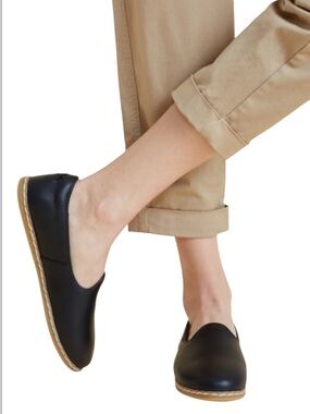 CHARIX Woman’s  Belgian Black Leather Slip-On Minimalist Flat Loafers 42 W 10.5